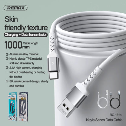 REMAX RC-161a Kayla Series 2.1A USB to USB-C / Type-C Data Cable, Cable Length: 1m (White) - USB-C & Type-C Cable by REMAX | Online Shopping UK | buy2fix