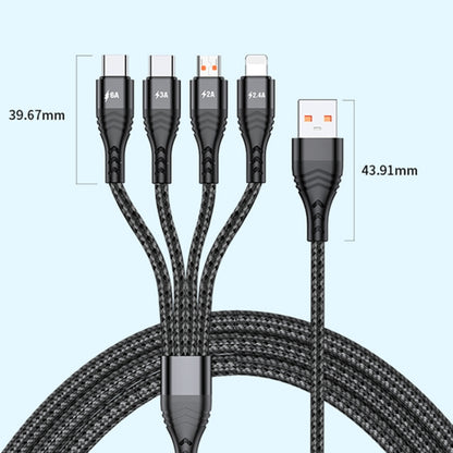 4 in 1 66W 6A USB to 8 Pin + Micro USB + Dual USB-C / Type-C Fast Charging Data Cable, Cable Length: 1.2m(Black) - Multifunction Cable by buy2fix | Online Shopping UK | buy2fix