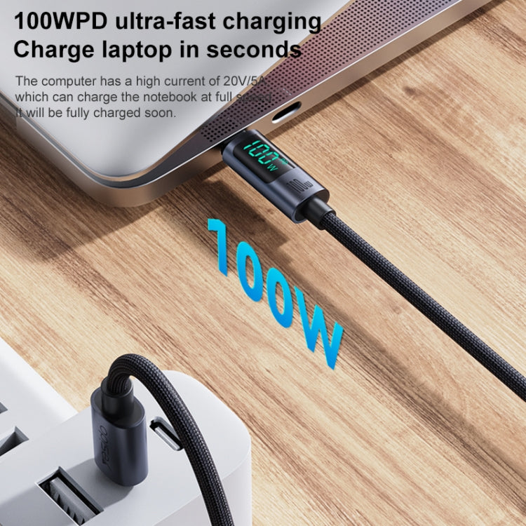 Yesido CA158 PD100W USB-C / Type-C to USB-C / Type-C Digital Display Charging Data Cable, Cable Length: 1.2m (Black) - USB-C & Type-C Cable by Yesido | Online Shopping UK | buy2fix