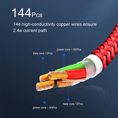 USB to 8 Pin Magnetic Metal Connector Nylon Two-color Braided Magnetic Data Cable, Cable Length: 1m(Red) - Charging Cable & Head by buy2fix | Online Shopping UK | buy2fix