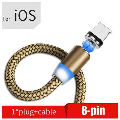 USB to 8 Pin Magnetic Metal Connector Nylon Two-color Braided Magnetic Data Cable, Cable Length: 1m(Gold) - Charging Cable & Head by buy2fix | Online Shopping UK | buy2fix