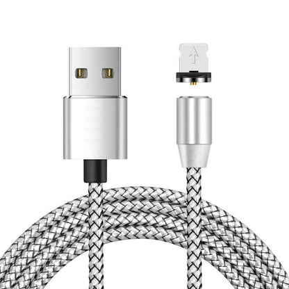 USB to 8 Pin Magnetic Metal Connector Nylon Two-color Braided Magnetic Data Cable, Cable Length: 1m(Silver) - Charging Cable & Head by buy2fix | Online Shopping UK | buy2fix