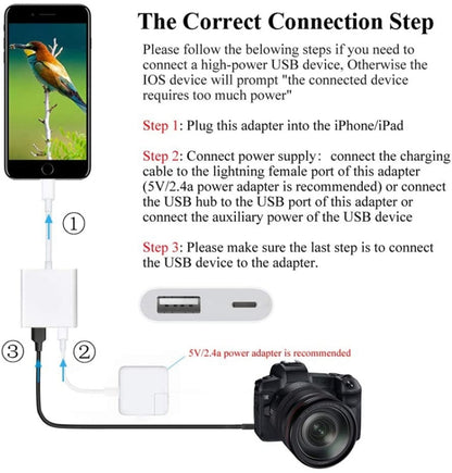 ZS-KL21806 2 in 1 8 Pin to USB 3.0 + Camera USB Read OTG Adapter, Compatible with IOS 13 and Above System - Converter & Adapter by buy2fix | Online Shopping UK | buy2fix