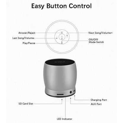 EWA A150 Portable Mini Bluetooth Speaker Wireless Hifi Stereo Strong Bass Music Boom Box Metal Subwoofer, Support Micro SD Card & 3.5mm AUX(Silver) - Desktop Speaker by EWA | Online Shopping UK | buy2fix