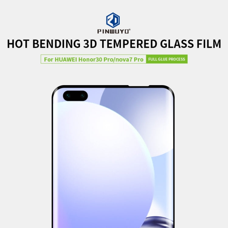 For Huawei Honor 30 Pro / nova 7 Pro PINWUYO 9H 3D Hot Bending Tempered Glass Film(Black) - Honor Tempered Glass by PINWUYO | Online Shopping UK | buy2fix