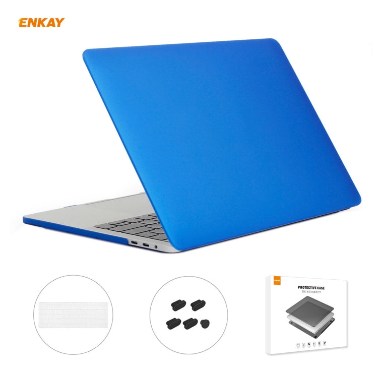 ENKAY 3 in 1 Matte Laptop Protective Case + US Version TPU Keyboard Film + Anti-dust Plugs Set for MacBook Pro 13.3 inch A1708 (without Touch Bar)(Dark Blue) - MacBook Pro Cases by ENKAY | Online Shopping UK | buy2fix