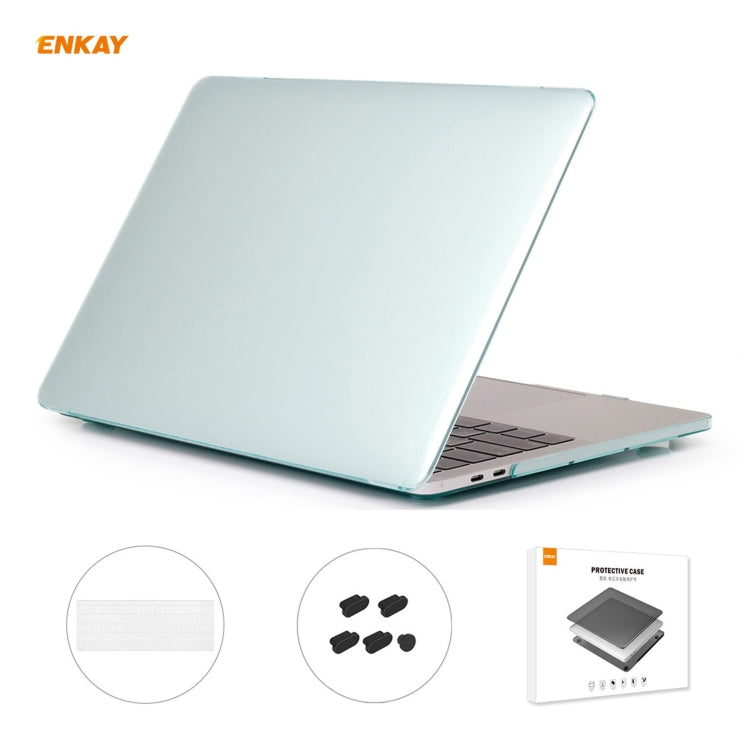 ENKAY 3 in 1 Crystal Laptop Protective Case + US Version TPU Keyboard Film + Anti-dust Plugs Set for MacBook Pro 15.4 inch A1707 & A1990 (with Touch Bar)(Green) - MacBook Pro Cases by ENKAY | Online Shopping UK | buy2fix