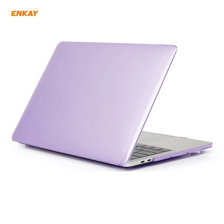 ENKAY 3 in 1 Crystal Laptop Protective Case + US Version TPU Keyboard Film + Anti-dust Plugs Set for MacBook Pro 15.4 inch A1707 & A1990 (with Touch Bar)(Purple) - MacBook Pro Cases by ENKAY | Online Shopping UK | buy2fix