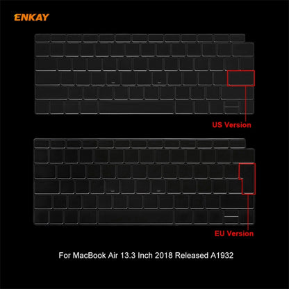 ENKAY 3 in 1 Matte Laptop Protective Case + US Version TPU Keyboard Film + Anti-dust Plugs Set for MacBook Air 13.3 inch A1932 (2018)(Grey) - MacBook Air Cases by ENKAY | Online Shopping UK | buy2fix