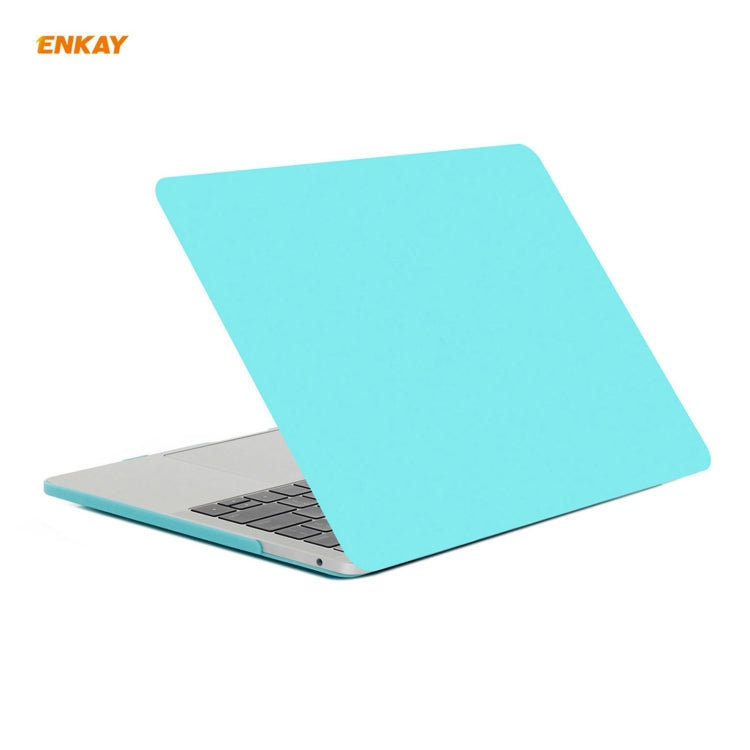 ENKAY 3 in 1 Matte Laptop Protective Case + EU Version TPU Keyboard Film + Anti-dust Plugs Set for MacBook Pro 13.3 inch A2251 & A2289 & A2338 (with Touch Bar)(Cyan) - MacBook Pro Cases by ENKAY | Online Shopping UK | buy2fix