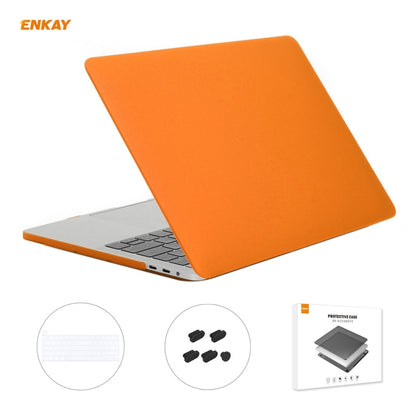 ENKAY 3 in 1 Matte Laptop Protective Case + EU Version TPU Keyboard Film + Anti-dust Plugs Set for MacBook Pro 16 inch A2141 (with Touch Bar)(Orange) - MacBook Pro Cases by ENKAY | Online Shopping UK | buy2fix