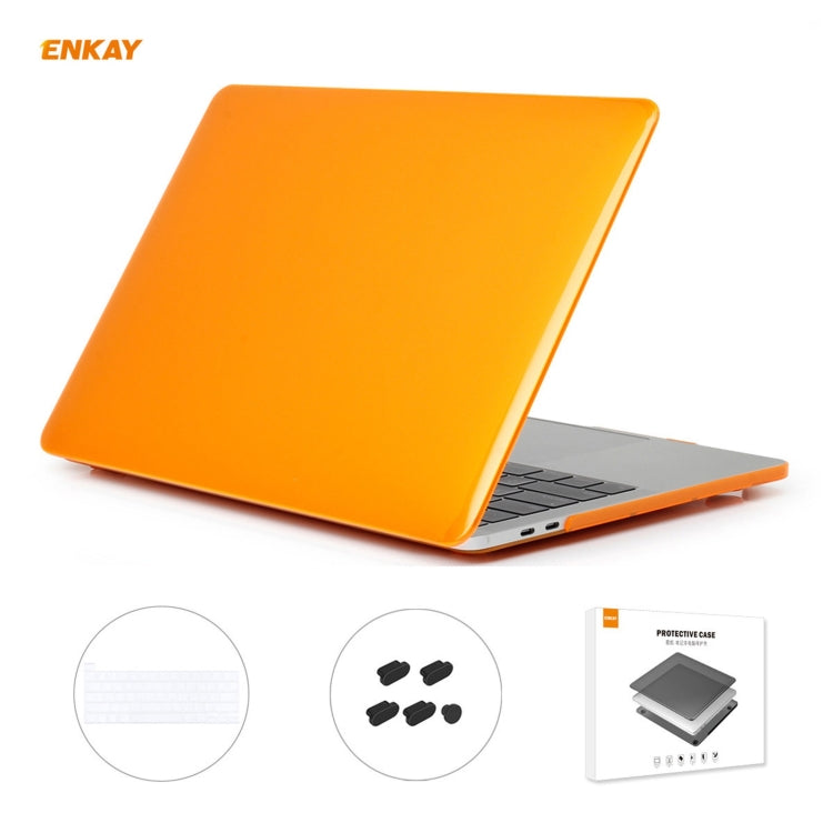 ENKAY 3 in 1 Crystal Laptop Protective Case + US Version TPU Keyboard Film + Anti-dust Plugs Set for MacBook Pro 16 inch A2141 (with Touch Bar)(Orange) - MacBook Pro Cases by ENKAY | Online Shopping UK | buy2fix