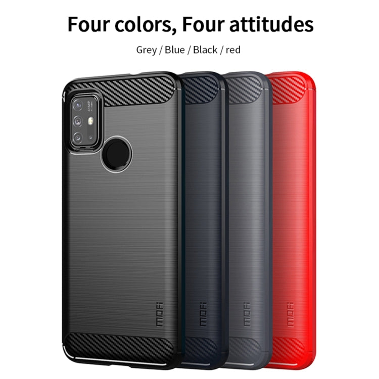 For Motorola Moto G10 / G30 MOFI Gentleness Series Brushed Texture Carbon Fiber Soft TPU Case(Red) - Motorola Cases by MOFI | Online Shopping UK | buy2fix