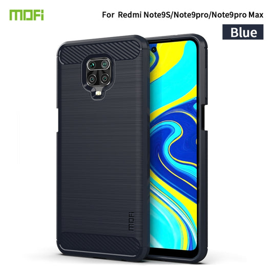 For Xiaomi Redmi Note 9s / Note 9 Pro / Note 9 Pro Max / Foco M2 Pro MOFI Gentleness Series Brushed Texture Carbon Fiber Soft TPU Case(Blue) - Xiaomi Cases by MOFI | Online Shopping UK | buy2fix