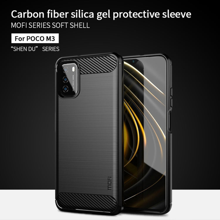 For Xiaomi Poco M3 / Redmi 9T MOFI Gentleness Series Brushed Texture Carbon Fiber Soft TPU Case(Black) - Xiaomi Cases by MOFI | Online Shopping UK | buy2fix