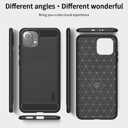 For Xiaomi Mi 11 MOFI Gentleness Series Brushed Texture Carbon Fiber Soft TPU Case(Grey) - Xiaomi Cases by MOFI | Online Shopping UK | buy2fix