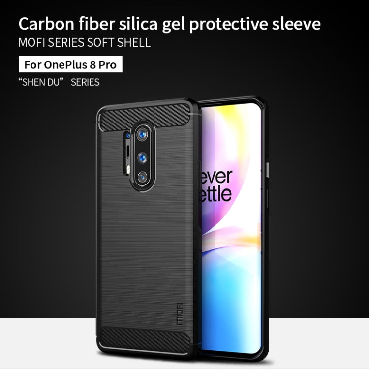 For OnePlus 8 Pro MOFI Gentleness Series Brushed Texture Carbon Fiber Soft TPU Case(Blue) - OnePlus Cases by MOFI | Online Shopping UK | buy2fix