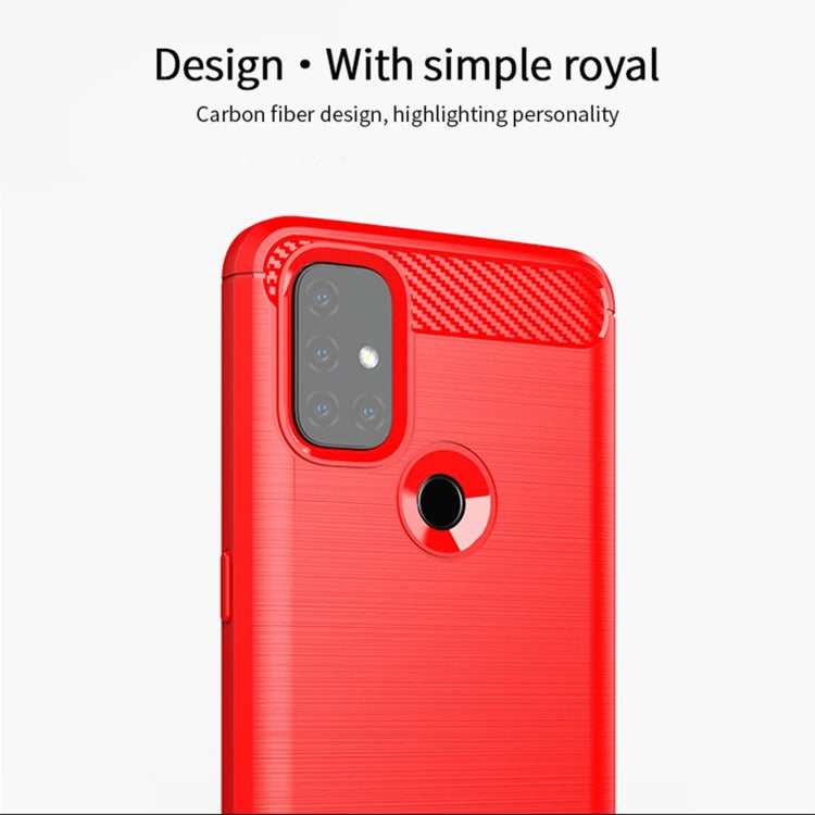 For OnePlus Nord N10 5G MOFI Gentleness Series Brushed Texture Carbon Fiber Soft TPU Case(Red) - OnePlus Cases by MOFI | Online Shopping UK | buy2fix