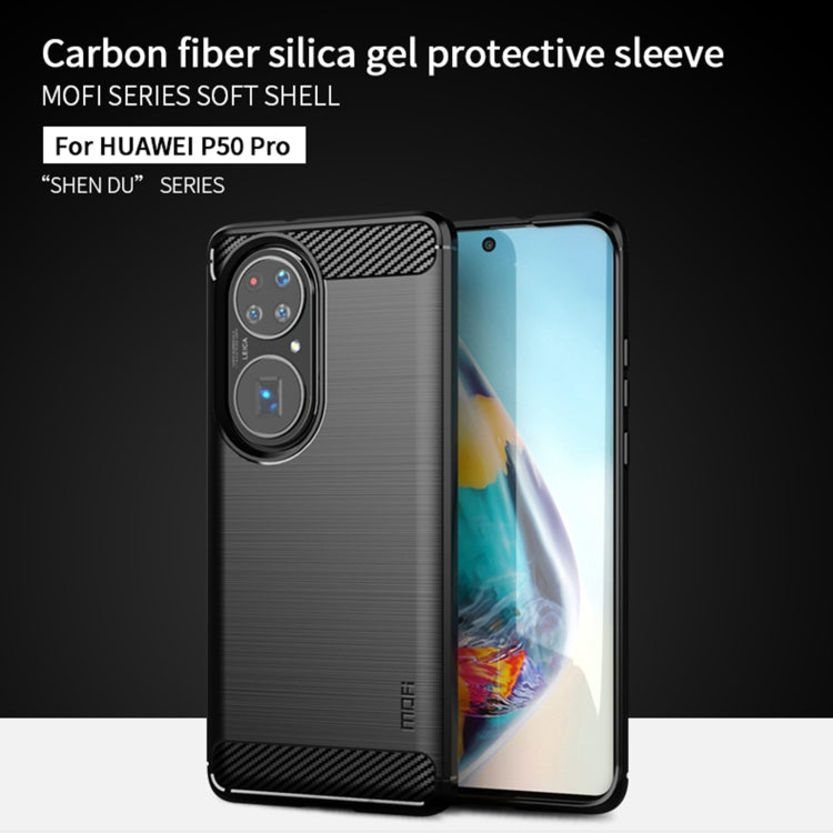 For Huawei P50 Pro MOFI Gentleness Series Brushed Texture Carbon Fiber Soft TPU Case(Blue) - Huawei Cases by MOFI | Online Shopping UK | buy2fix