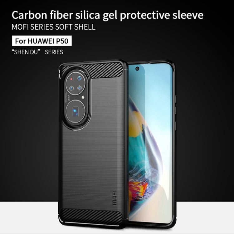 For Huawei P50 MOFI Gentleness Series Brushed Texture Carbon Fiber Soft TPU Case(Gray) - Huawei Cases by MOFI | Online Shopping UK | buy2fix