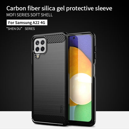 For Samsung Galaxy A22 4G MOFI Gentleness Series Brushed Texture Carbon Fiber Soft TPU Case(Black) - Galaxy Phone Cases by MOFI | Online Shopping UK | buy2fix