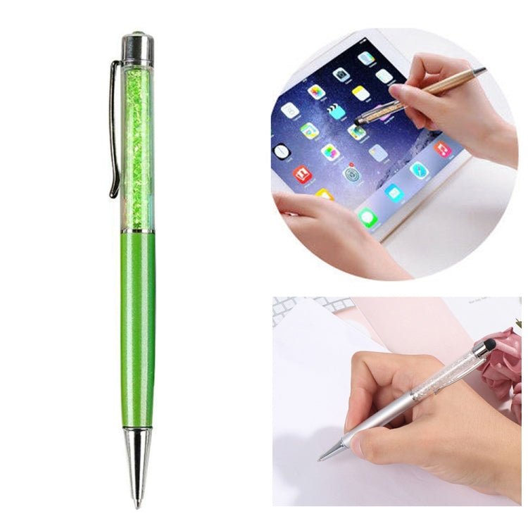 AT-22  2 in 1 Universal Flash Diamond Decoration Capacitance Pen Stylus Ballpoint Pen(Green) - Stylus Pen by buy2fix | Online Shopping UK | buy2fix