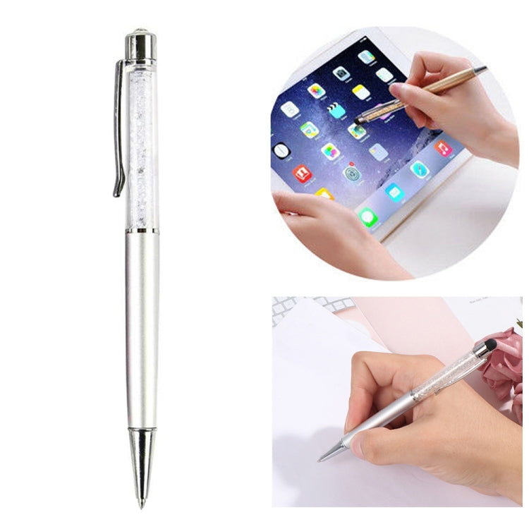 AT-22  2 in 1 Universal Flash Diamond Decoration Capacitance Pen Stylus Ballpoint Pen(Silver) - Stylus Pen by buy2fix | Online Shopping UK | buy2fix