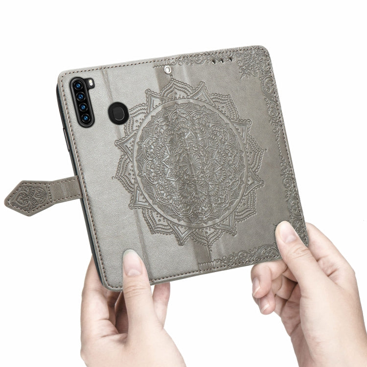 For Blackview A80 Pro Mandala Flower Embossed Horizontal Flip Leather Case with Holder & Three Card Slots & Wallet & Lanyard(Grey) - More Brand by buy2fix | Online Shopping UK | buy2fix