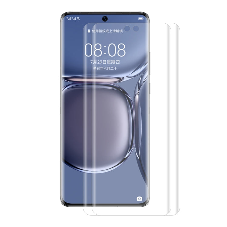 For Huawei P50 Pro 2 PCS ENKAY Hat-Prince 3D Curved Full Coverage PET Hot Bending HD Screen Protector Soft Film Support Fingerprint Unlock - For Huawei by ENKAY | Online Shopping UK | buy2fix