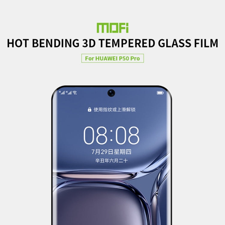 For Huawei P50 Pro MOFI 9H 3D Explosion Proof Thermal Bending Full Screen Covered Tempered Glass Film(Black) - Huawei Tempered Glass by MOFI | Online Shopping UK | buy2fix