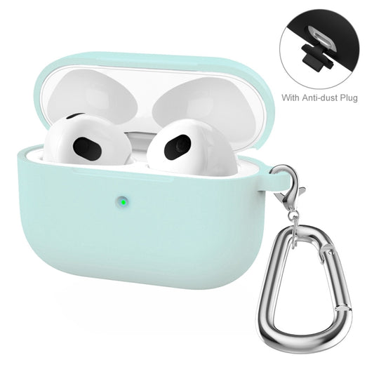 ENKAY Hat-Prince Thickened Silicone Protective Case Shock-Absorbing Cover with Keychain for Apple AirPods 3(Light Green) - For AirPods 3 by ENKAY | Online Shopping UK | buy2fix