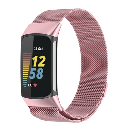 Milano Magnetic Metal Watch Band for Fitbit Charge 5(Rose Pink) - Watch Bands by buy2fix | Online Shopping UK | buy2fix