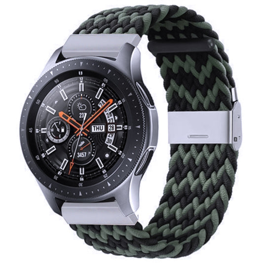 For Samsung Galaxy Watch 4 / Watch 5 20mm Nylon Braided Metal Buckle Watch Band(W Black Green) - Watch Bands by buy2fix | Online Shopping UK | buy2fix