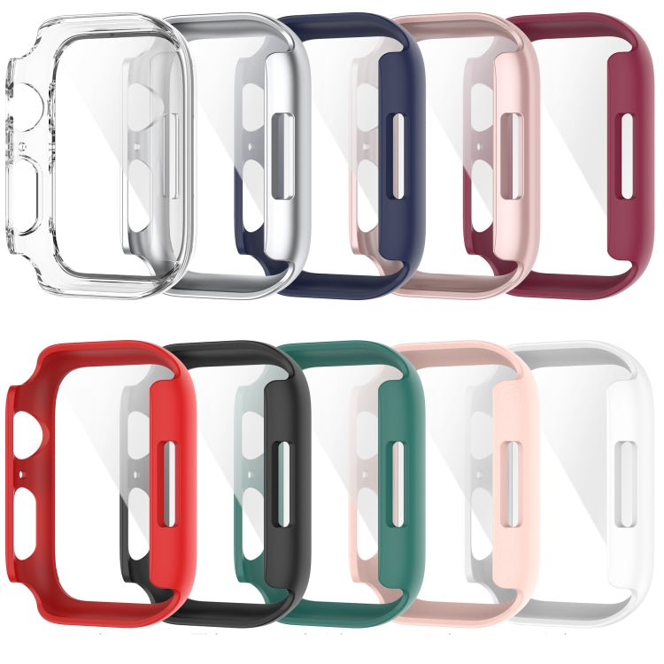 Shockproof PC Protective Case with Tempered Glass Film For Apple Watch Series 9 / 8 / 7 41mm(pink) - Watch Cases by buy2fix | Online Shopping UK | buy2fix