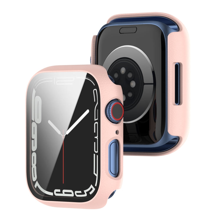 Shockproof PC Protective Case with Tempered Glass Film For Apple Watch Series 9 / 8 / 7 41mm(pink) - Watch Cases by buy2fix | Online Shopping UK | buy2fix