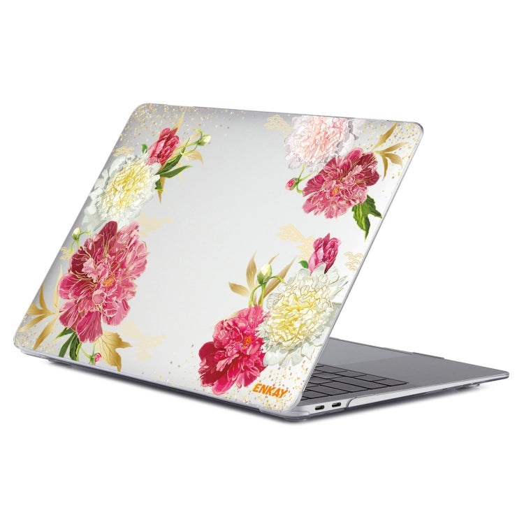 ENKAY Flower Series Pattern Laotop Protective Crystal Case For MacBook Pro 13.3 inch A1706 / A1708 / A1989 / A2159(Paeonia) - MacBook Pro Cases by ENKAY | Online Shopping UK | buy2fix