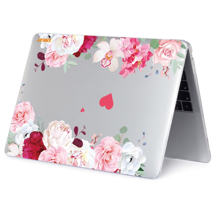 ENKAY Flower Series Pattern Laotop Protective Crystal Case For MacBook Pro 16.2 inch A2485 2021/A2880 2023(Peony) - MacBook Pro Cases by ENKAY | Online Shopping UK | buy2fix