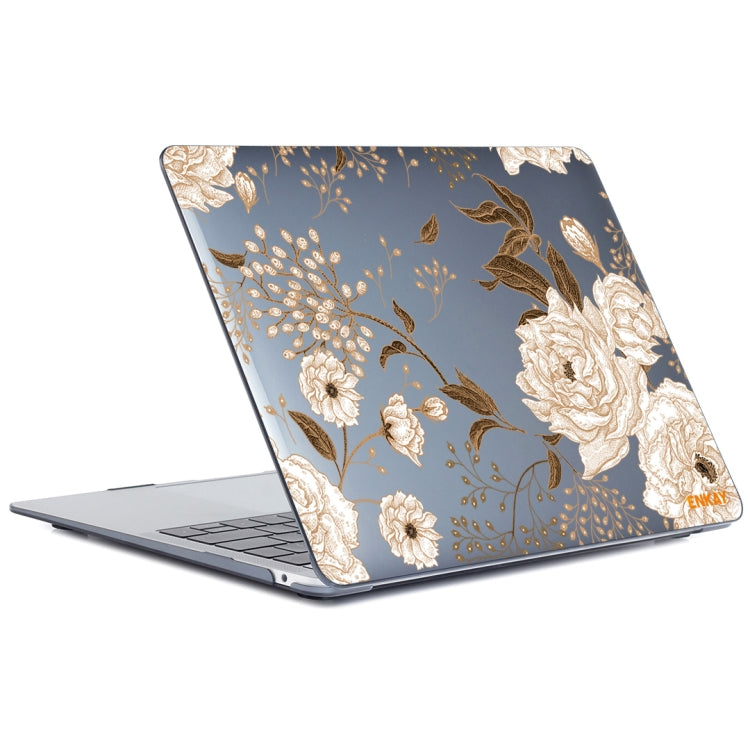 ENKAY Vintage Pattern Series Laotop Protective Crystal Case For MacBook Pro 16 inch A2141(Golden Peony) - MacBook Pro Cases by ENKAY | Online Shopping UK | buy2fix