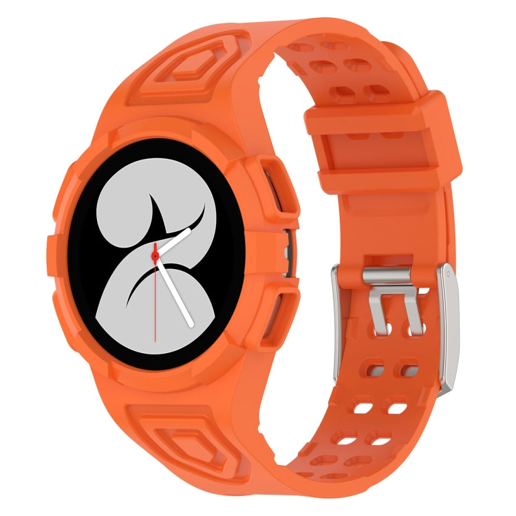 For Samsung Galaxy Watch 44MM Silicone Integrated Watch Band(Orange) - Watch Bands by buy2fix | Online Shopping UK | buy2fix