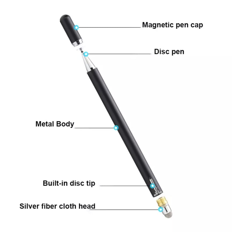 AT-30 2-in-1 Silicone Sucker + Conductive Cloth Head Handwriting Touch Screen Pen Mobile Phone Passive Capacitive Pen with 1 Pen Head(Black) - Stylus Pen by buy2fix | Online Shopping UK | buy2fix