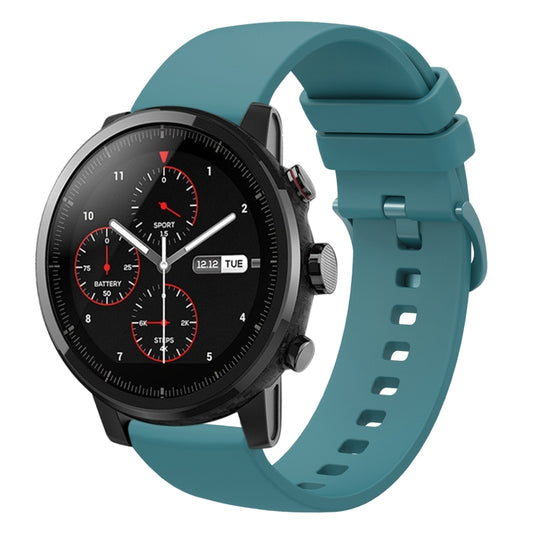 For Amazfit Stratos 22mm Solid Color Soft Silicone Watch Band(Pine Green) - Watch Bands by buy2fix | Online Shopping UK | buy2fix