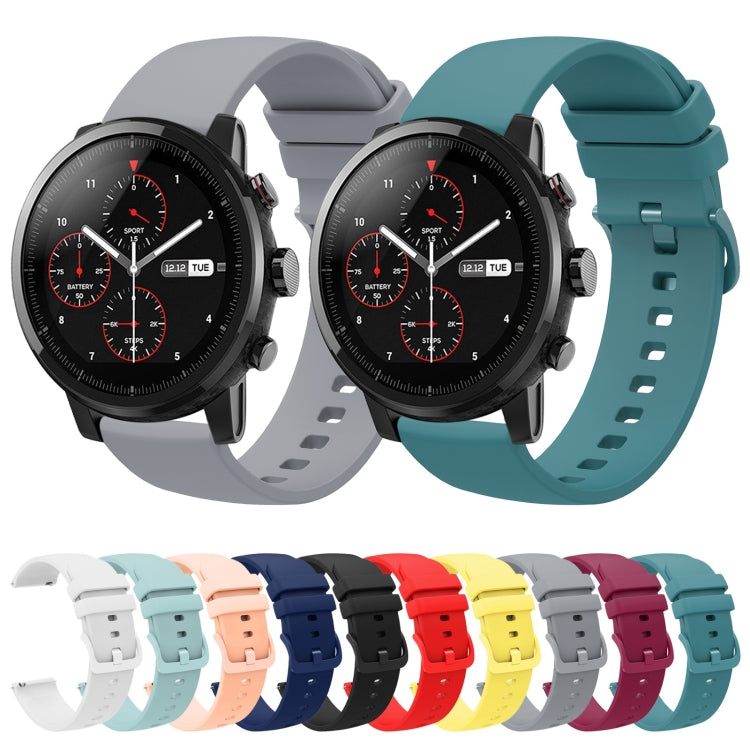 For Amazfit 2 Stratos 22mm Solid Color Soft Silicone Watch Band(Grey) - Watch Bands by buy2fix | Online Shopping UK | buy2fix