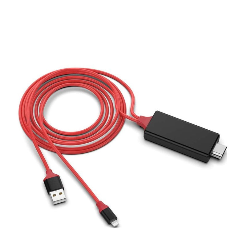 2m 1080P 8 Pin to HDMI Adapter Cable, Compatible with iPhone to HDMI Adapter(Red) - Video & Audio Cable by buy2fix | Online Shopping UK | buy2fix