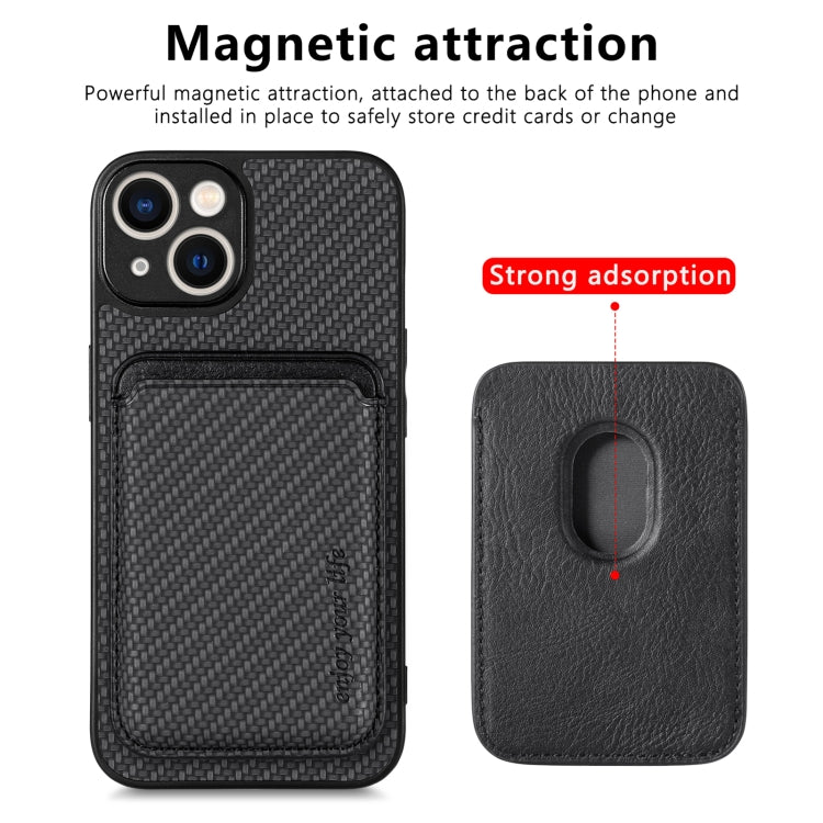 For iPhone 14 Pro Carbon Fiber Leather Card Magsafe Magnetic Phone Case(Black) - iPhone 14 Pro Cases by buy2fix | Online Shopping UK | buy2fix