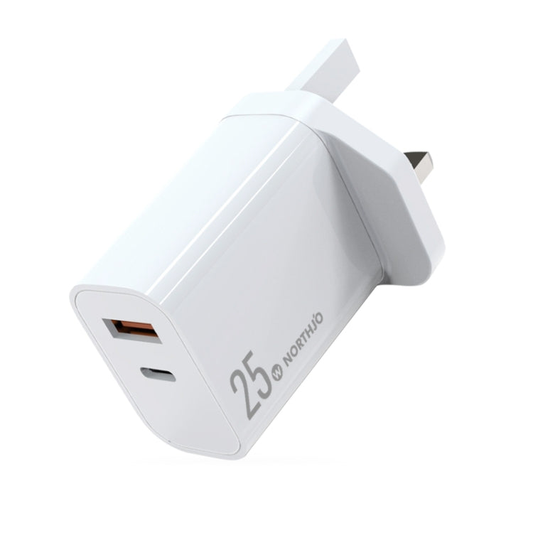 NORTHJO NOPD2502 PD 25W USB-C/Type-C + QC 3.0 USB Dual Ports Fast Charger, Plug Type:UK Plug(White) - USB Charger by NORTHJO | Online Shopping UK | buy2fix