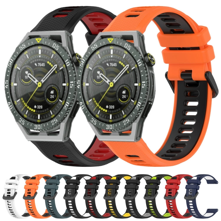 For Honor Watch GS 3 22mm Sports Two-Color Silicone Watch Band(Olive Green+Black) - Watch Bands by buy2fix | Online Shopping UK | buy2fix