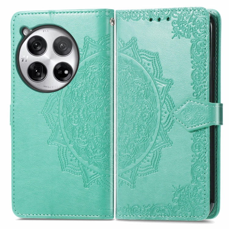 For OnePlus 12 Mandala Flower Embossed Leather Phone Case(Green) - OnePlus Cases by buy2fix | Online Shopping UK | buy2fix