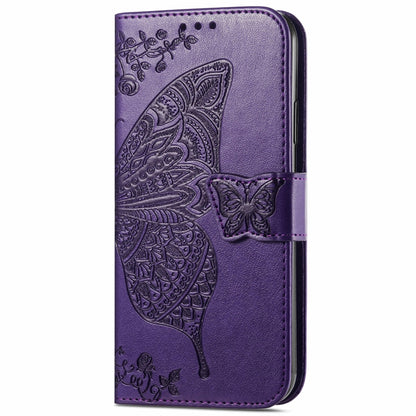 For OnePlus 12 Butterfly Love Flower Embossed Leather Phone Case(Dark Purple) - OnePlus Cases by buy2fix | Online Shopping UK | buy2fix