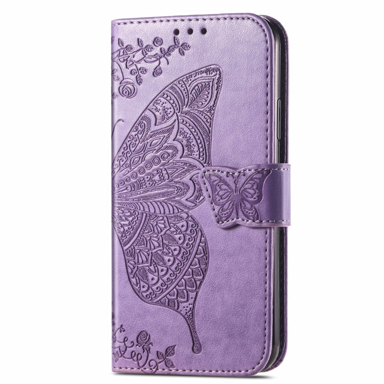 For OnePlus 12 Butterfly Love Flower Embossed Leather Phone Case(Light Purple) - OnePlus Cases by buy2fix | Online Shopping UK | buy2fix