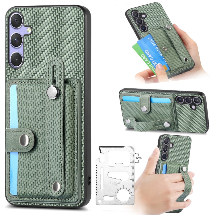 For Samsung Galaxy S25 5G Wristband Kickstand Wallet Back Phone Case with Tool Knife(Green) - Galaxy S25 5G Cases by buy2fix | Online Shopping UK | buy2fix